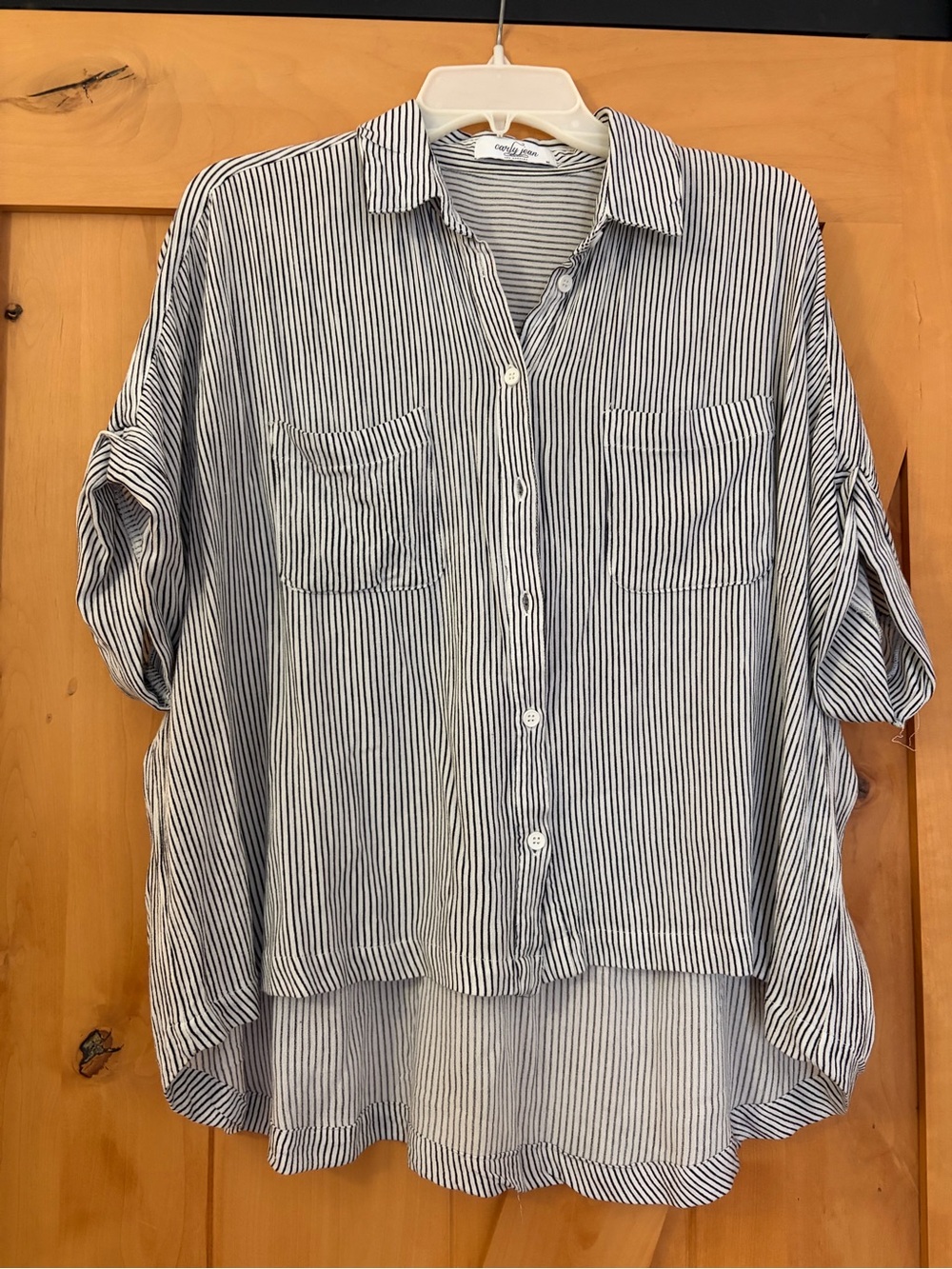 Carly Jean Los Angeles Black and White Striped Button-Down Shirt